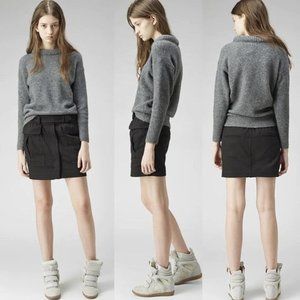 ISABEL Marant Etoile Jorie Black Cargo Belted Mini Skirt Size 40